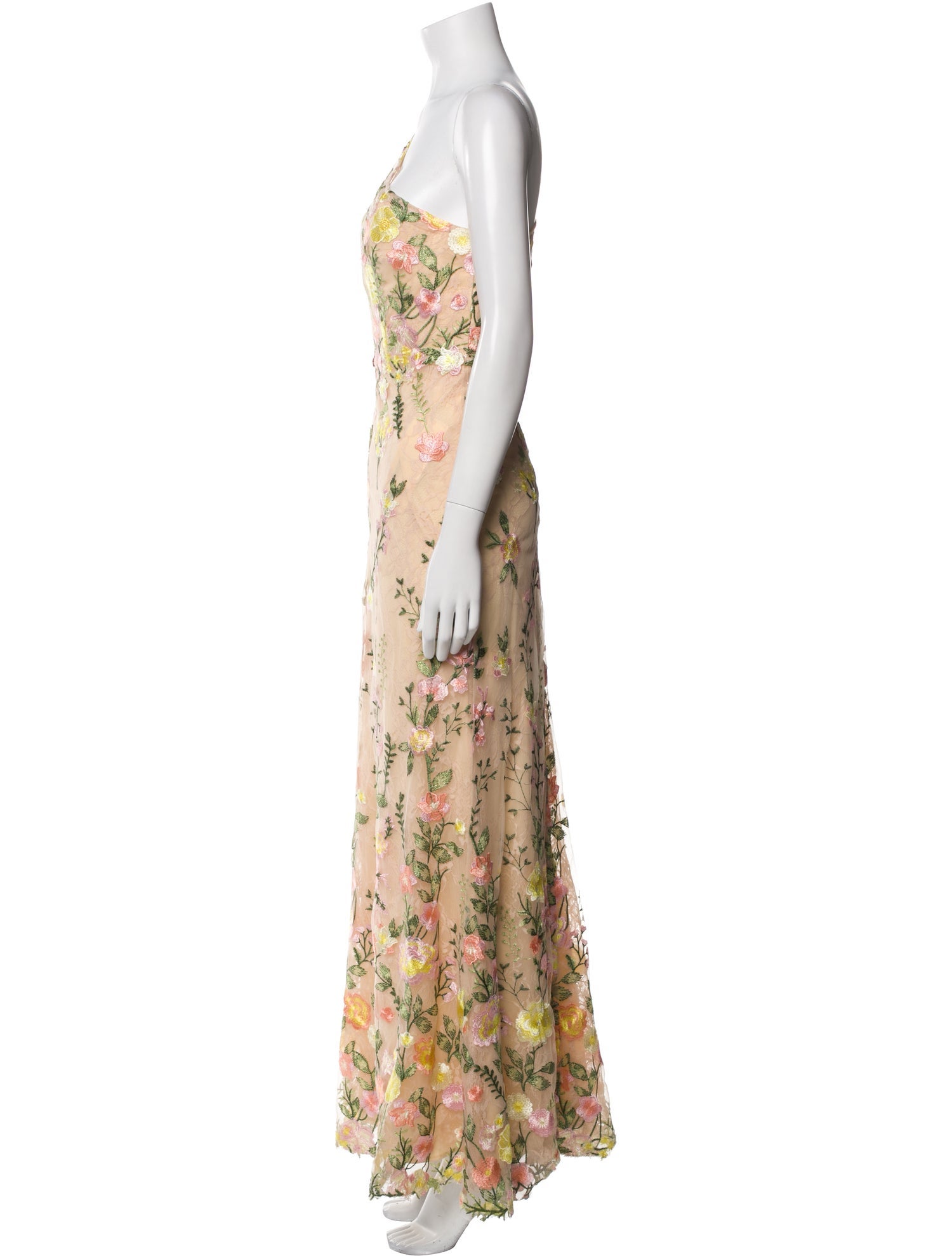Mac Duggal Floral Print Long Dress