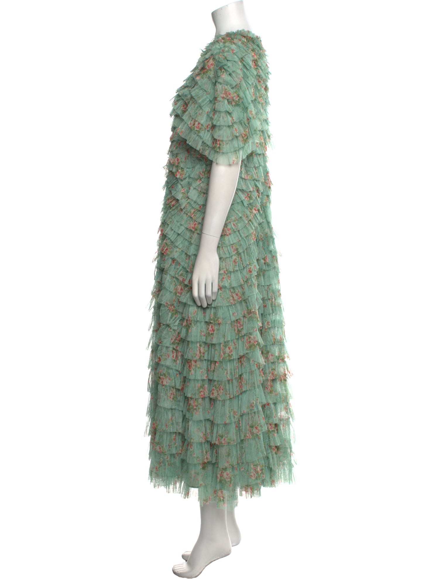 Mac Duggal Floral Print Midi Length Dress