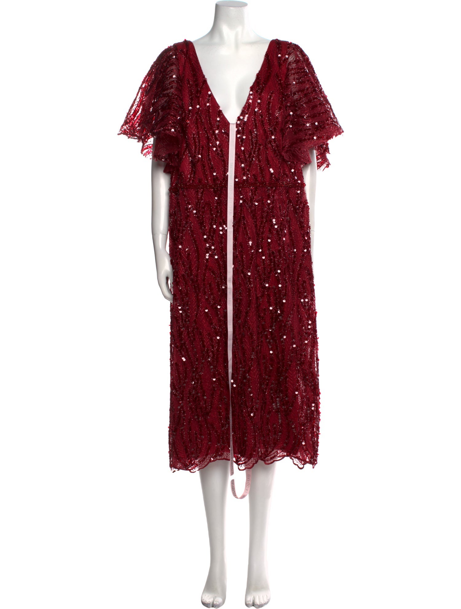 Mac Duggal V-Neck Midi Length Dress