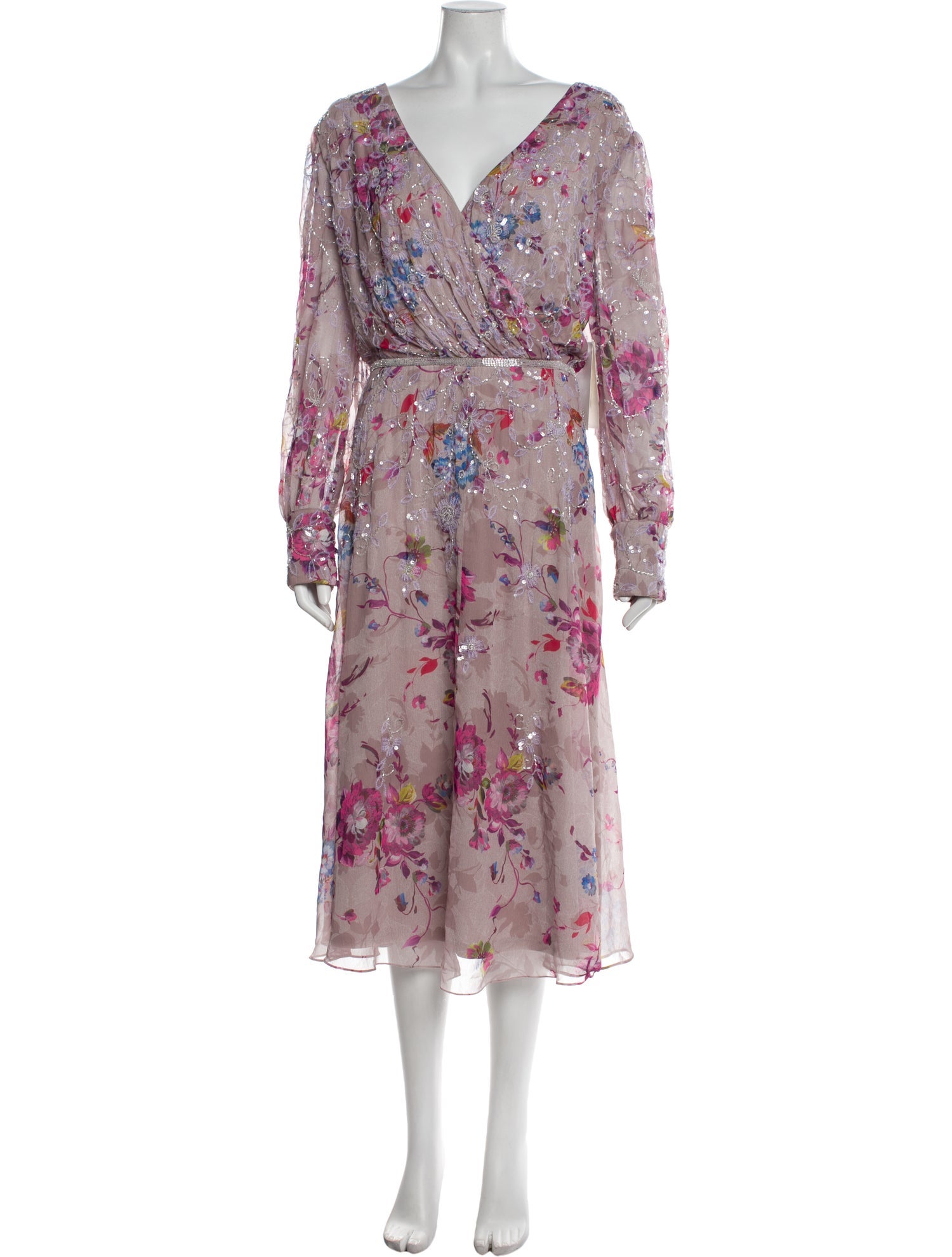 Mac Duggal Floral Print Long Dress