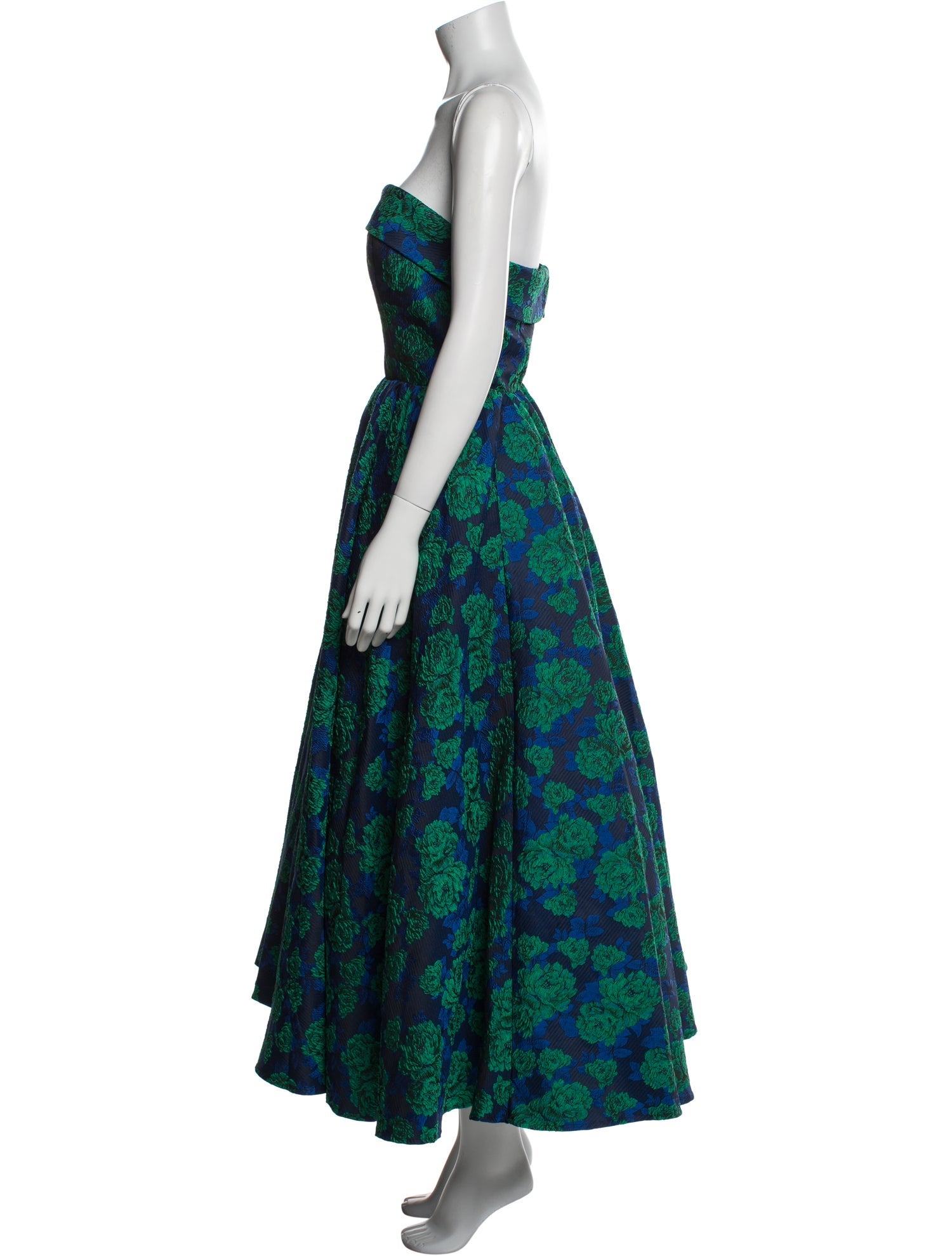 Mac Duggal Floral Print Midi Length Dress