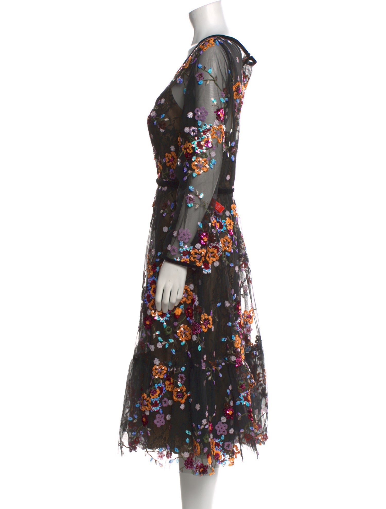 Mac Duggal Floral Print Midi Length Dress w/ Tags