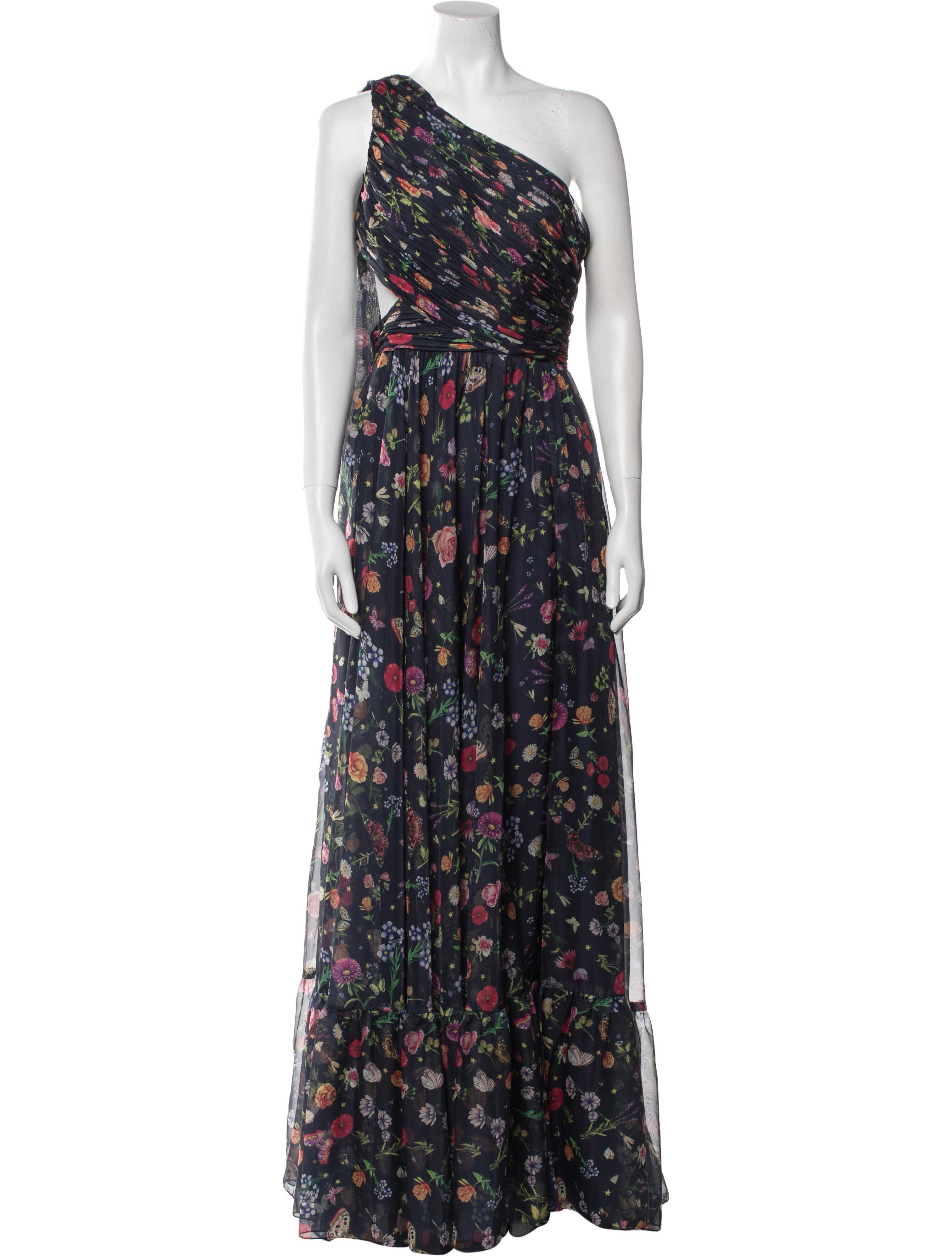 Mac Duggal Floral Print Long Dress