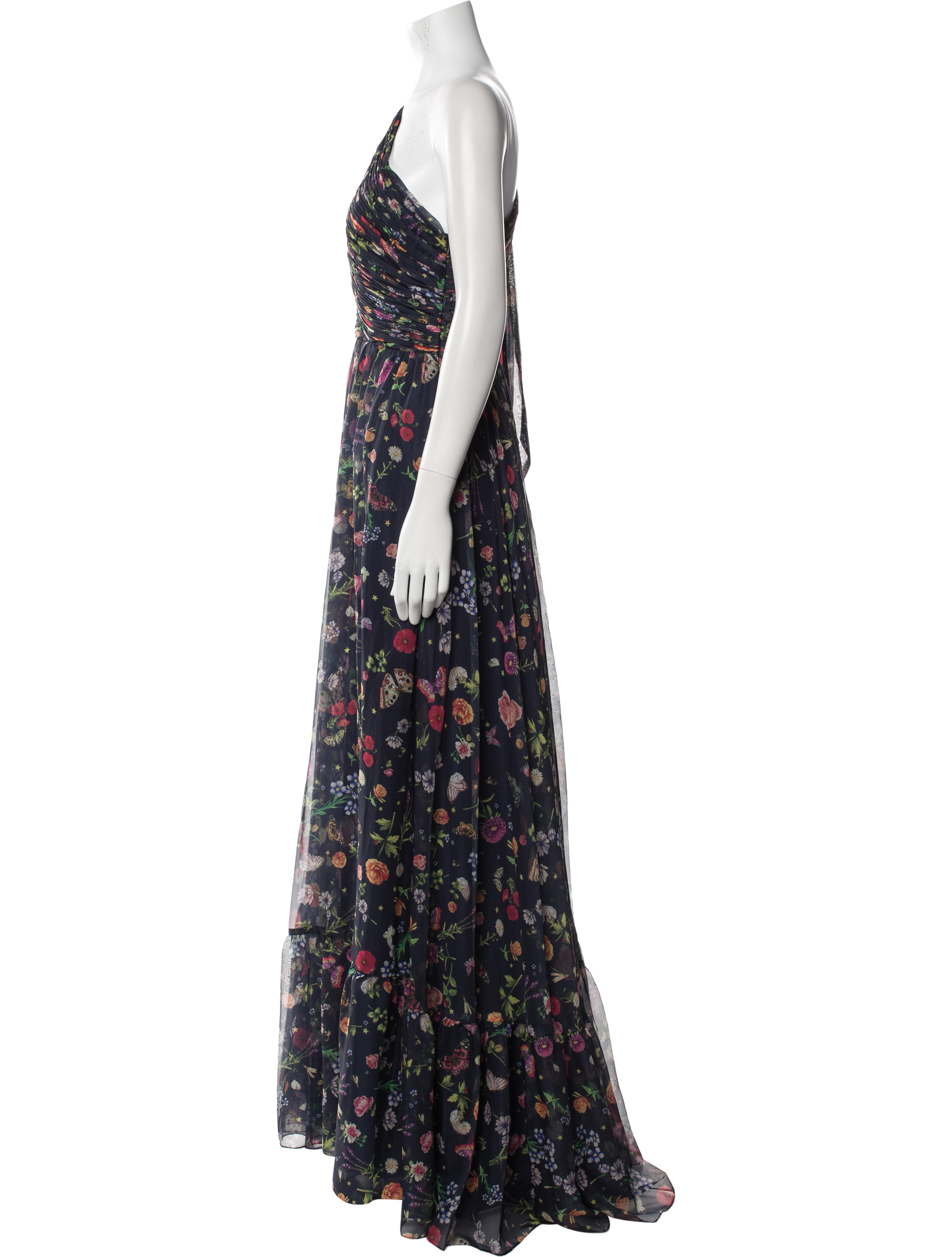 Mac Duggal Floral Print Long Dress