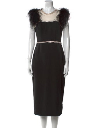 Mac Duggal Crew Neck Midi Length Dress