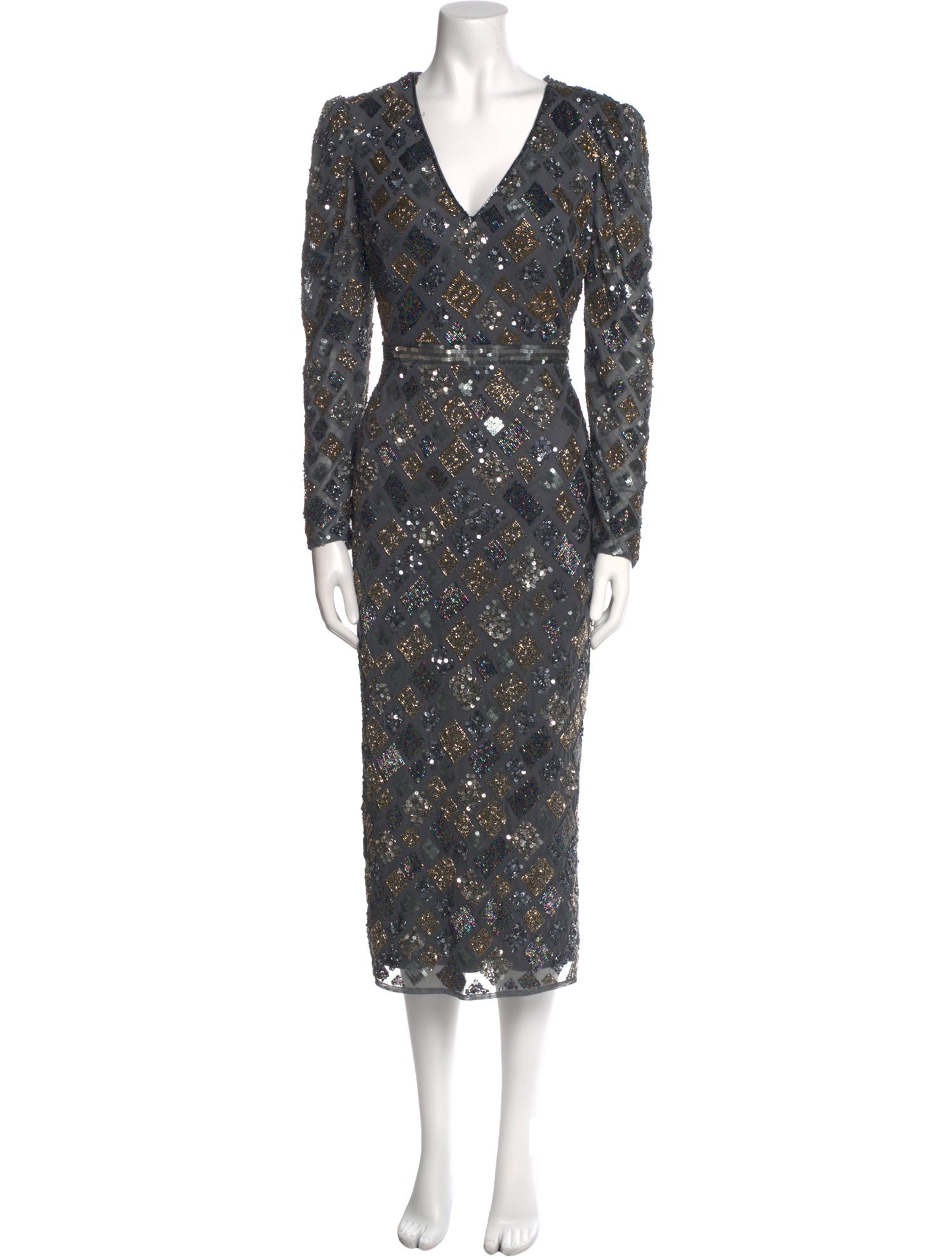 Mac Duggal V-Neck Midi Length Dress