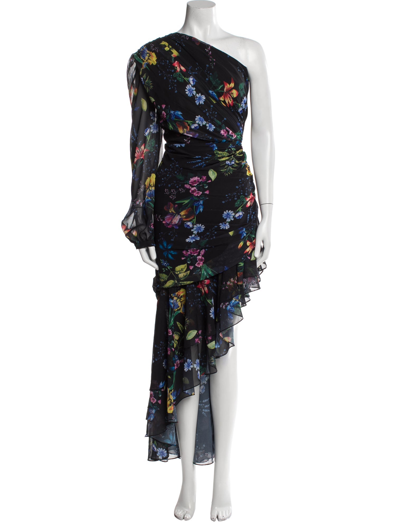 Mac Duggal Floral Print Long Dress