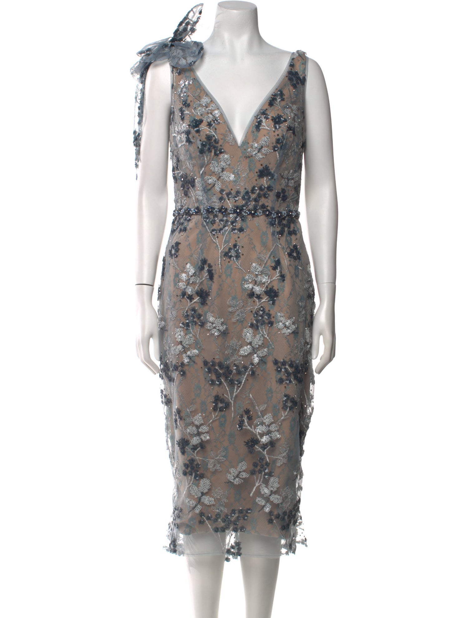 Mac Duggal Lace Pattern Midi Length Dress w/ Tags