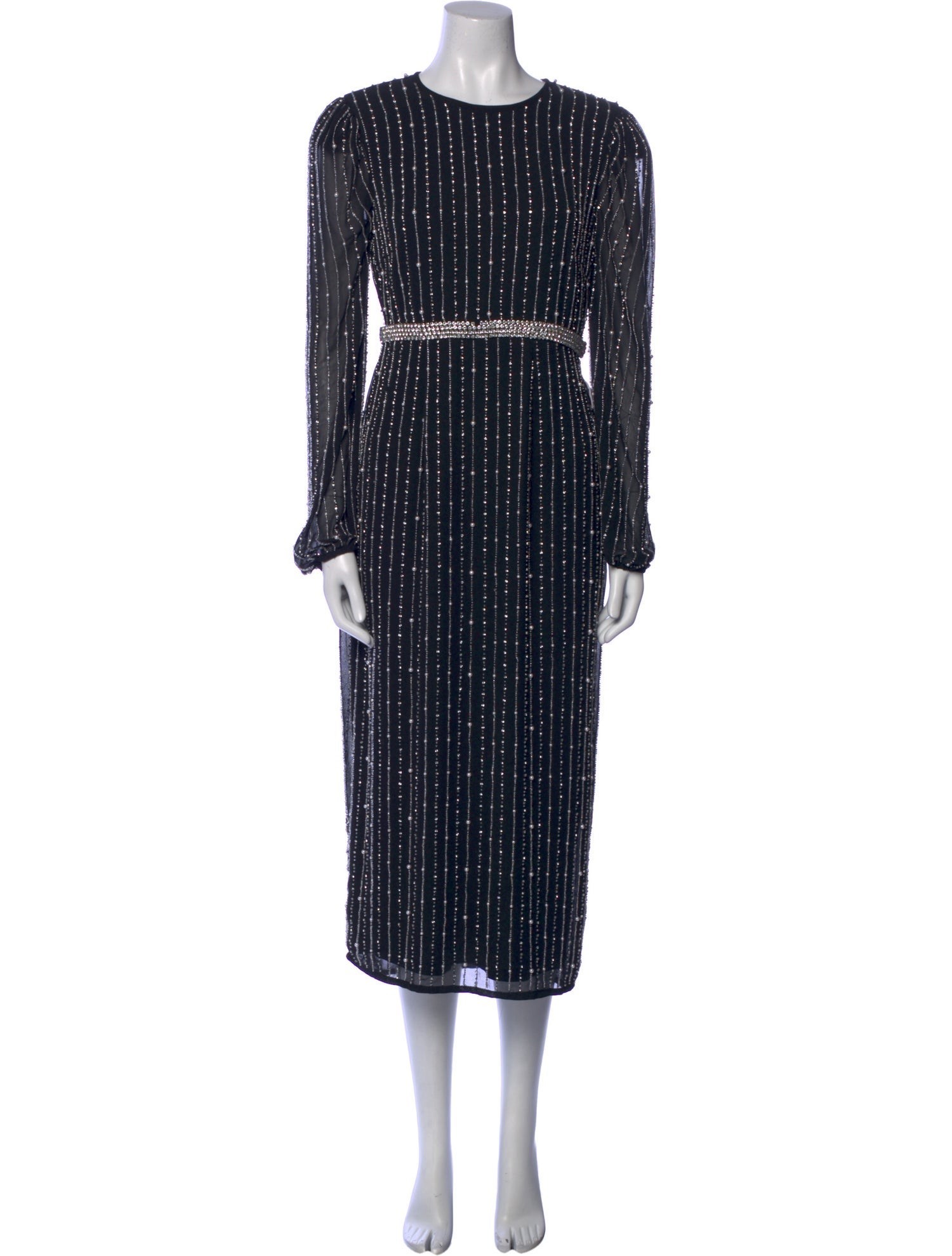 Mac Duggal Striped Midi Length Dress