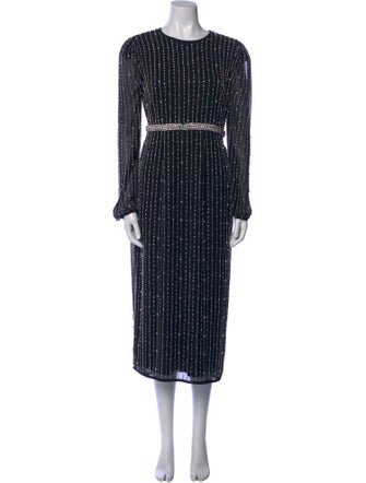 Mac Duggal Striped Midi Length Dress