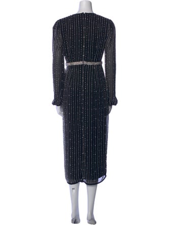 Mac Duggal Striped Midi Length Dress