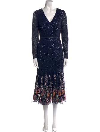 Mac Duggal Printed Midi Length Dress