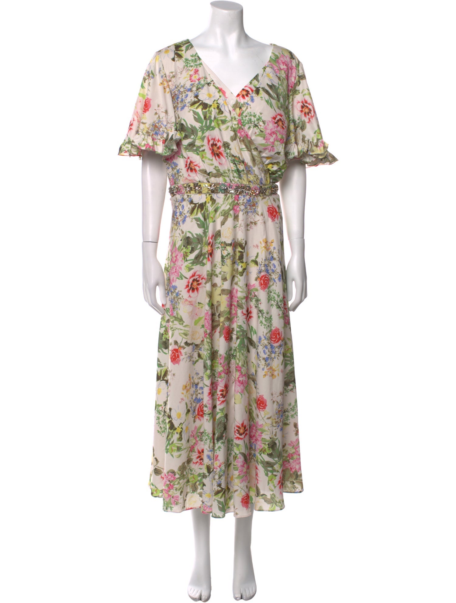 Mac Duggal Floral Print Long Dress