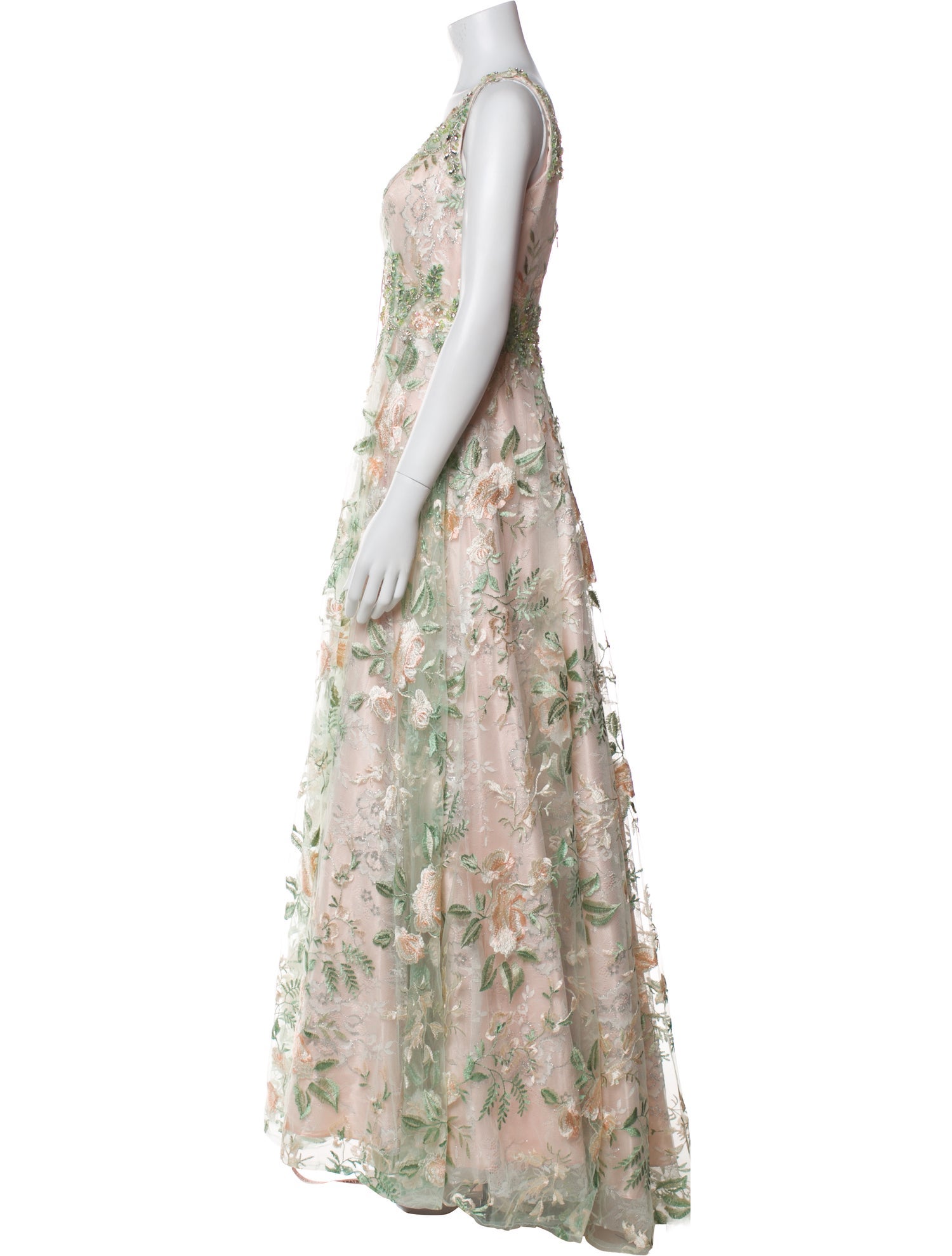 Mac Duggal Floral Print Long Dress