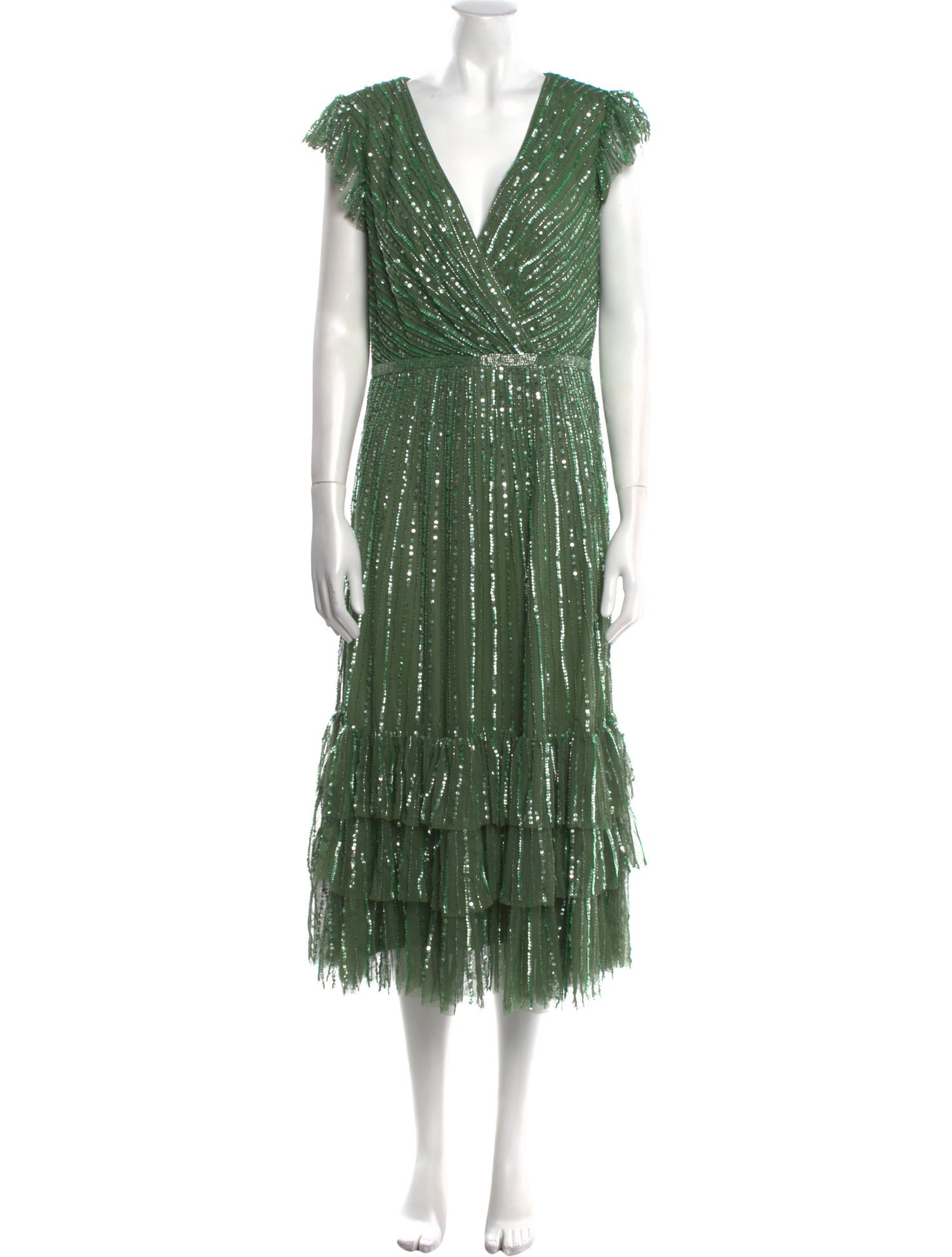 Mac Duggal V-Neck Midi Length Dress