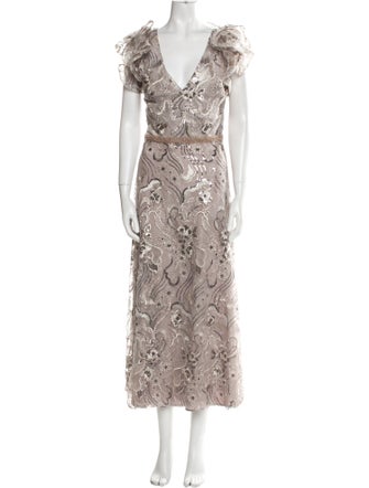 Mac Duggal Plaid Print Long Dress