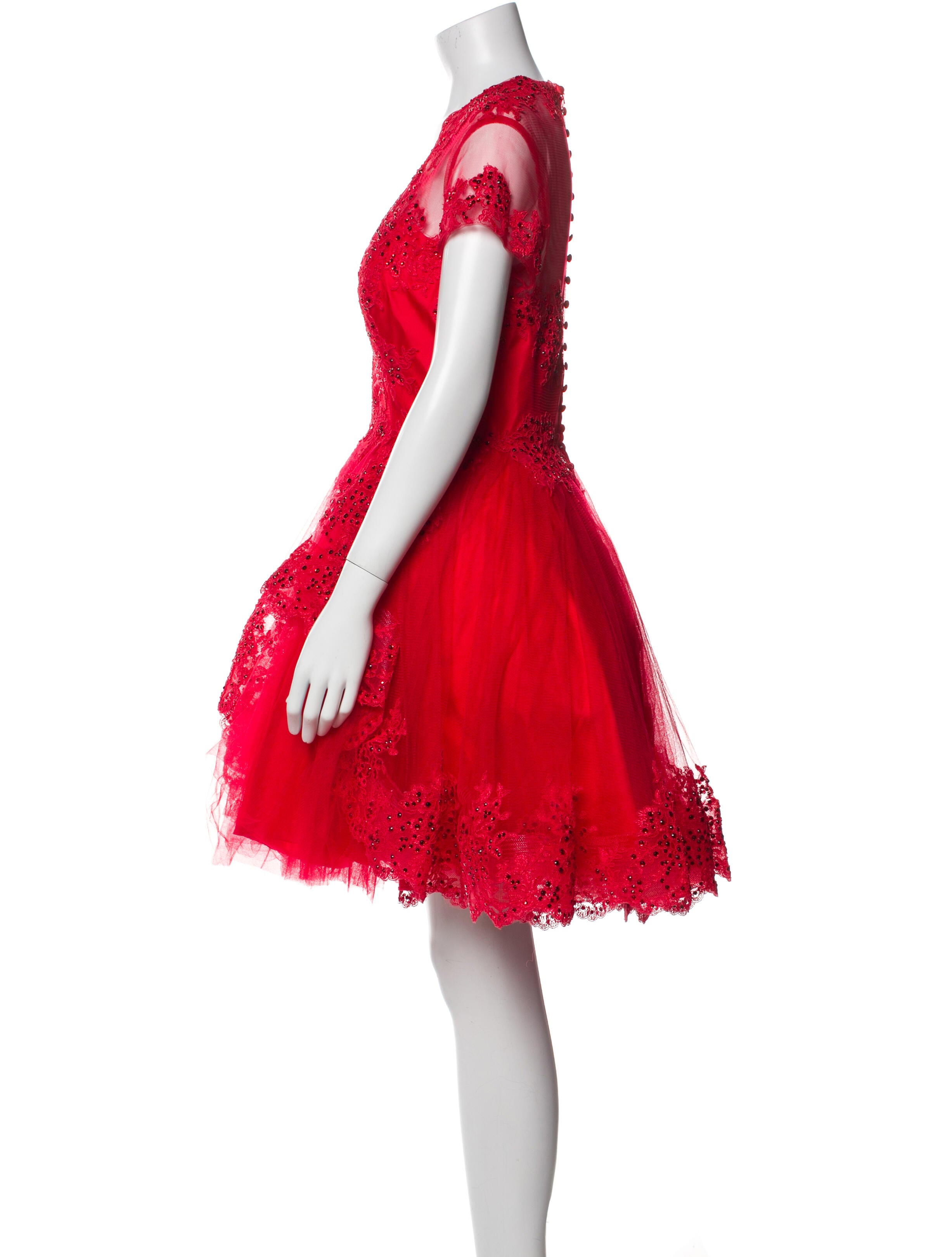 Mac Duggal Lace Pattern Knee-Length Dress