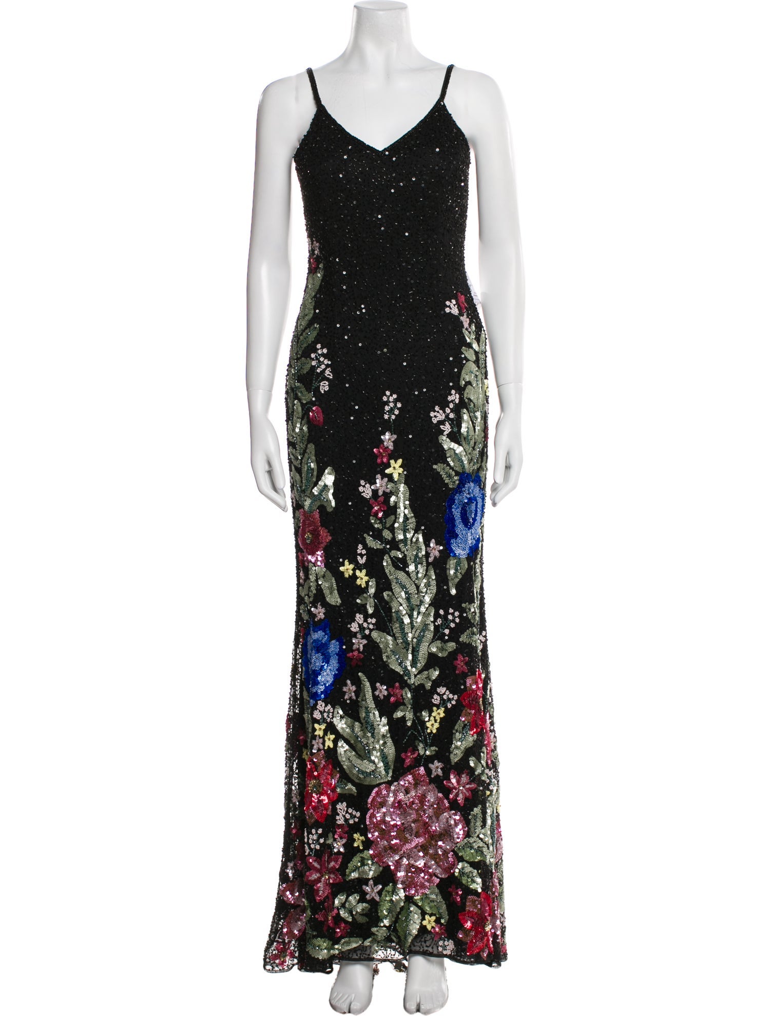 Mac Duggal Floral Print Long Dress