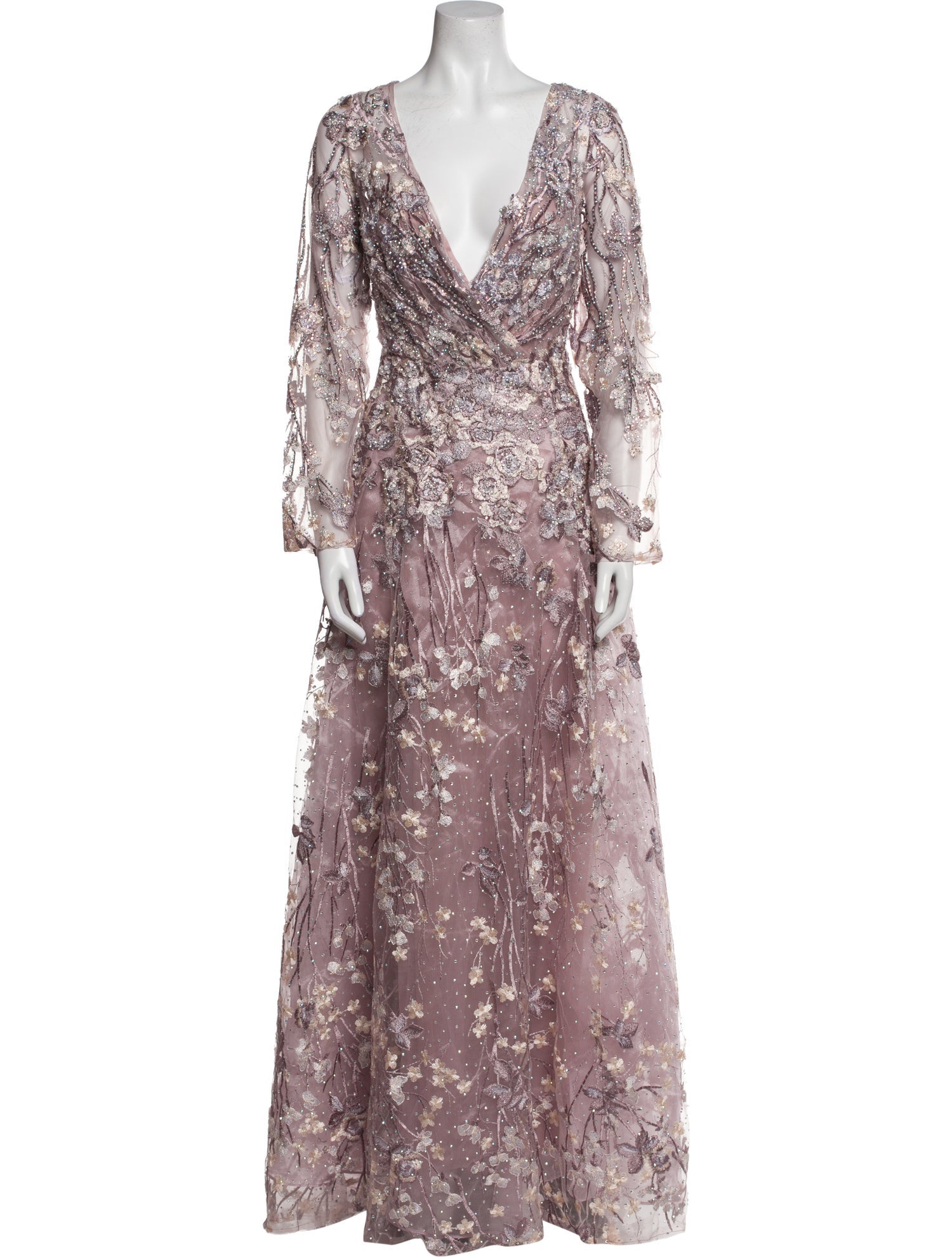 Mac Duggal Floral Print Long Dress w/ Tags