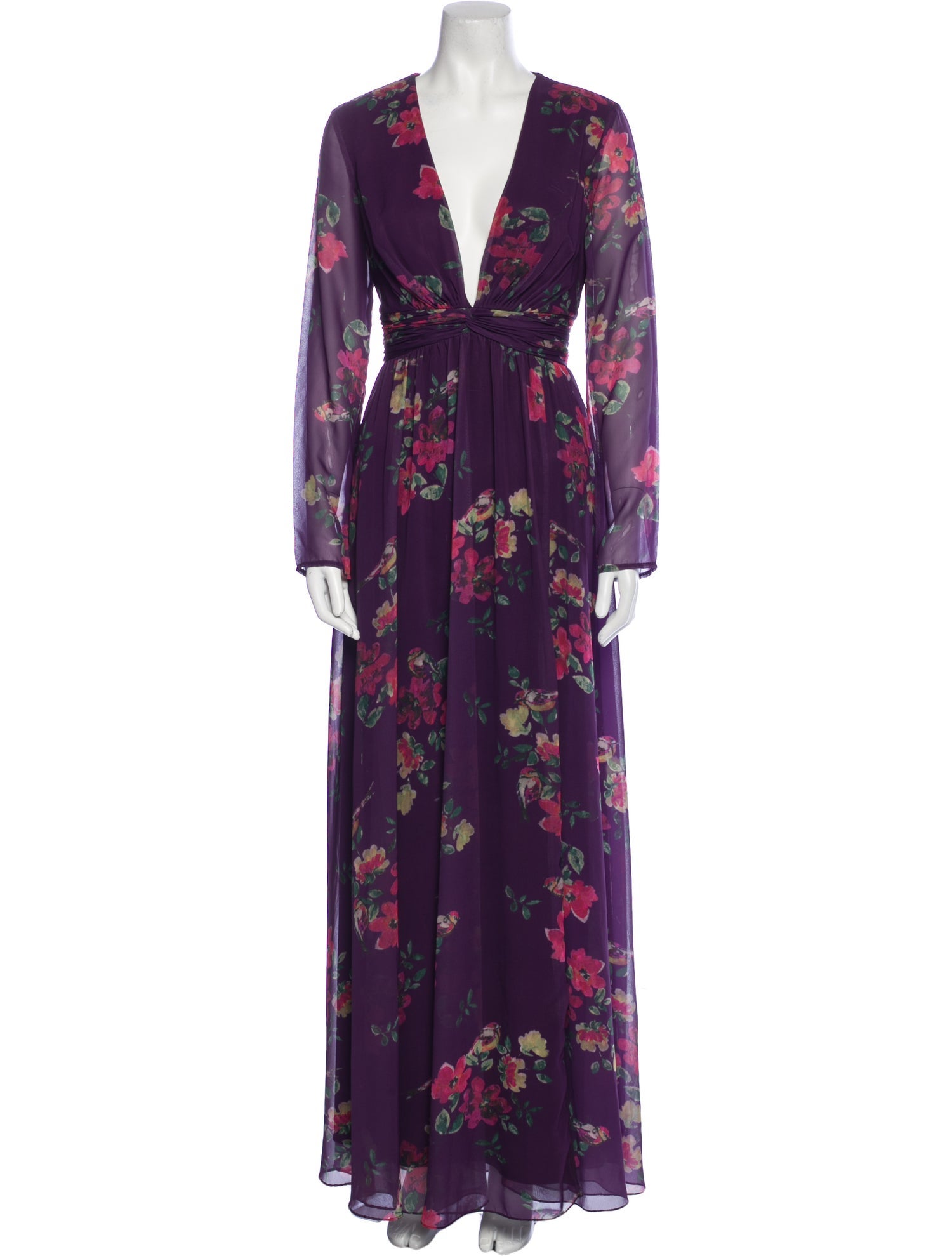 Mac Duggal Floral Print Long Dress