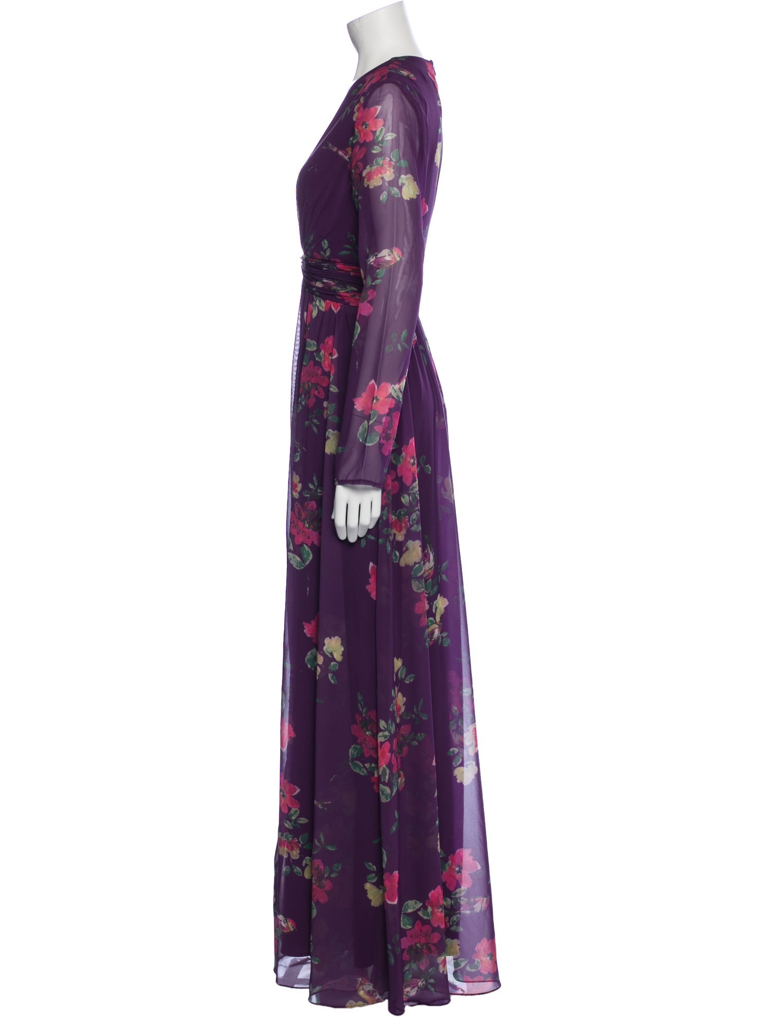 Mac Duggal Floral Print Long Dress
