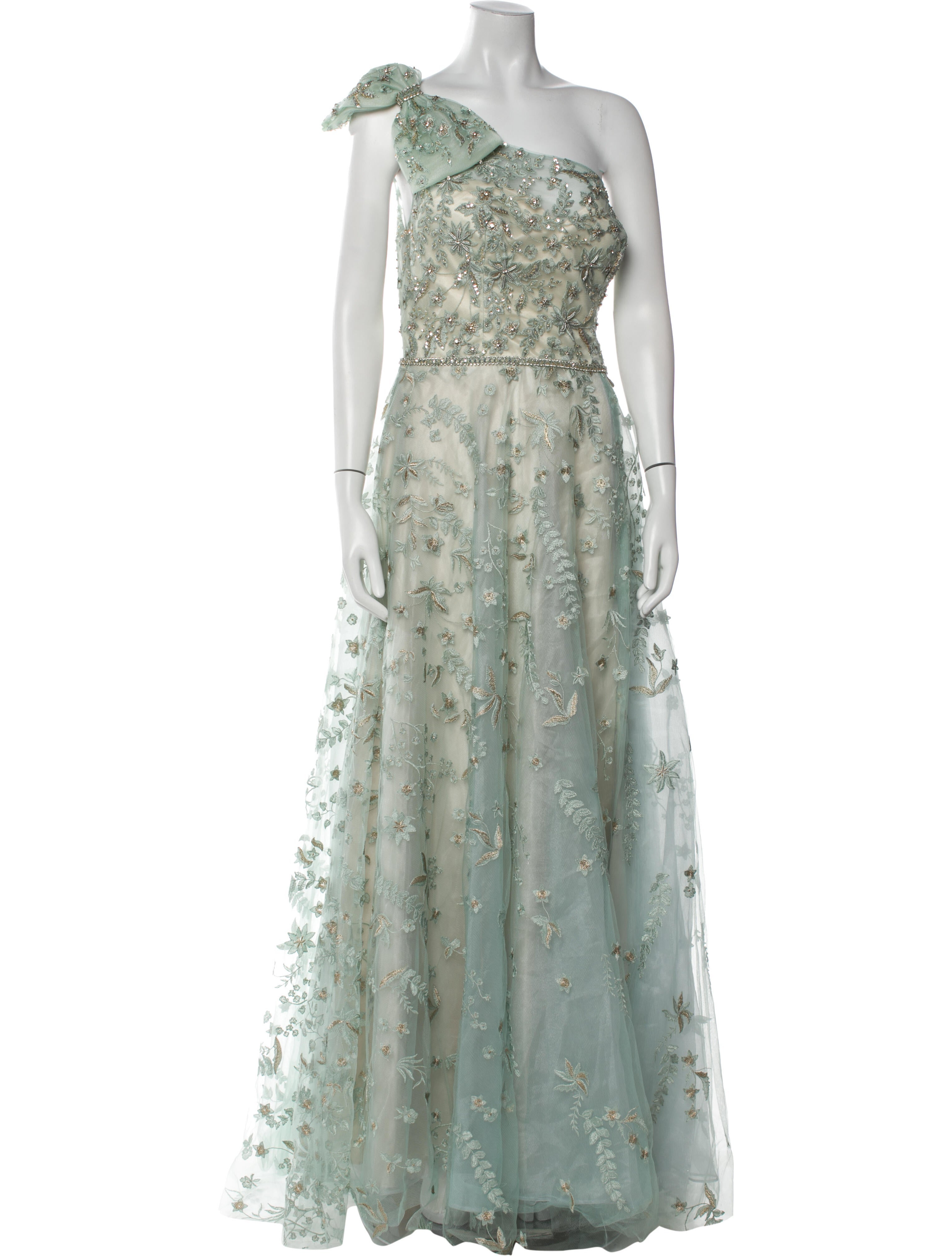 Mac Duggal Floral Print Long Dress