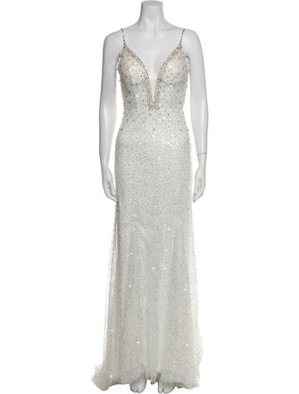 Mac Duggal V-Neck Long Dress