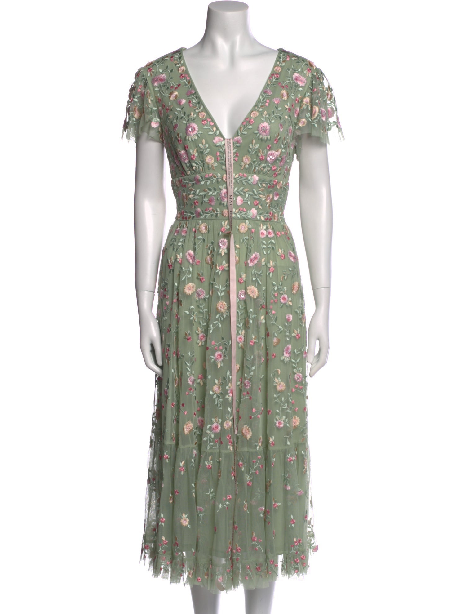 Mac Duggal Floral Print Midi Length Dress w/ Tags