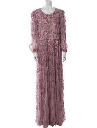 Mac Duggal Floral Print Long Dress