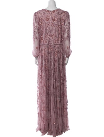 Mac Duggal Floral Print Long Dress