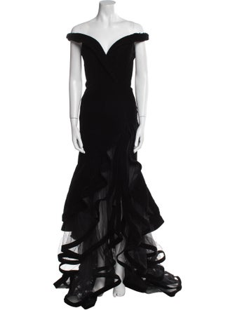 Mac Duggal Off-The-Shoulder Long Dress