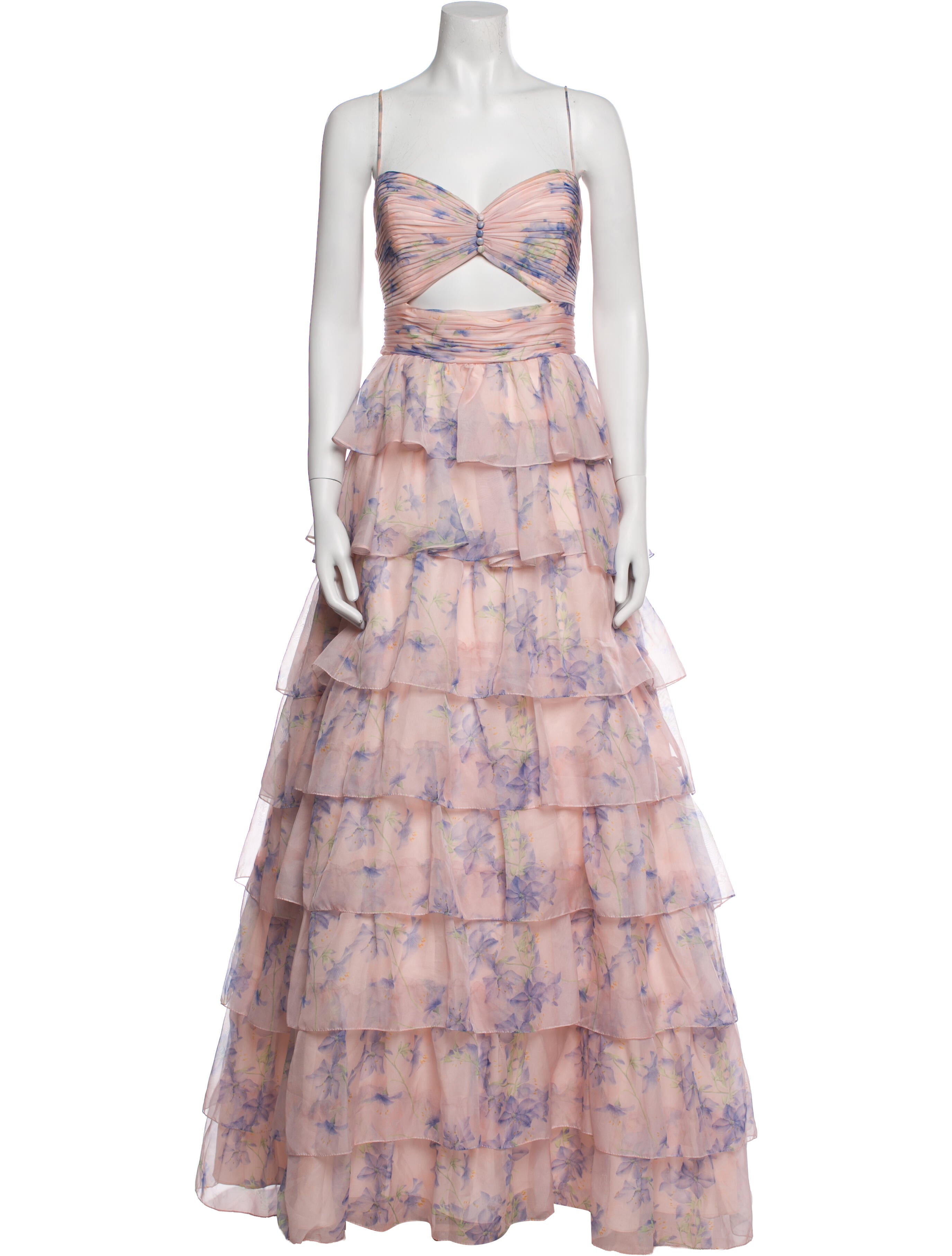 Mac Duggal Floral Print Long Dress