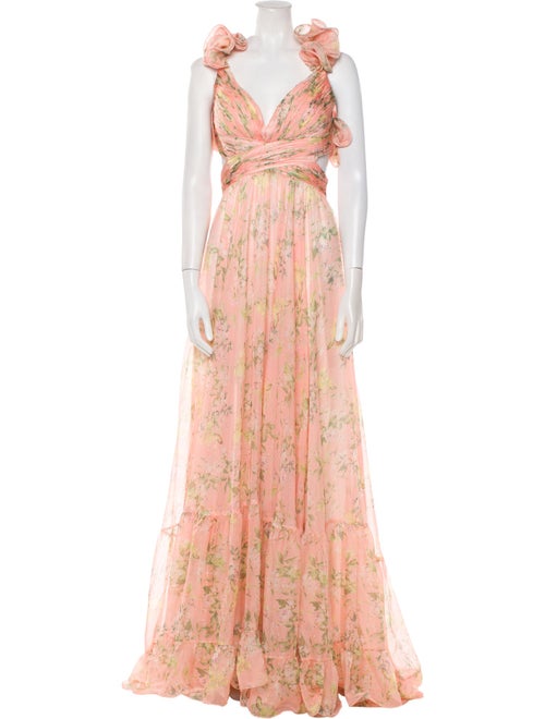 Mac Duggal Floral Print Long Dress