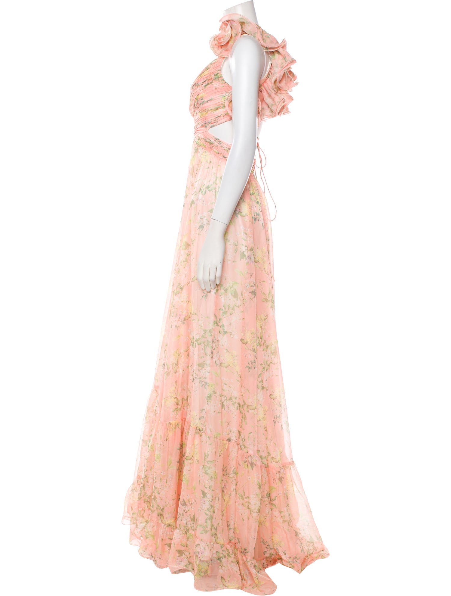 Mac Duggal Floral Print Long Dress