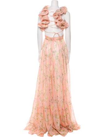 Mac Duggal Floral Print Long Dress