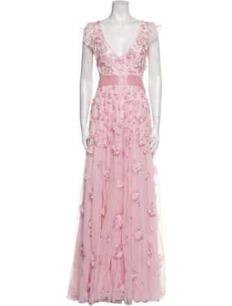 Mac Duggal Floral Print Long Dress