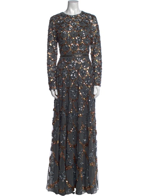 Mac Duggal Floral Print Long Dress