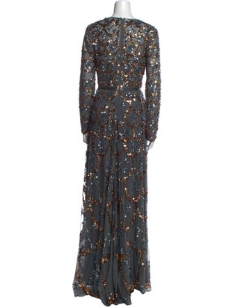 Mac Duggal Floral Print Long Dress