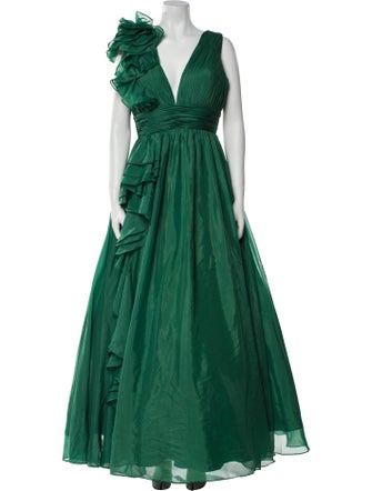 Mac Duggal V-Neck Long Dress