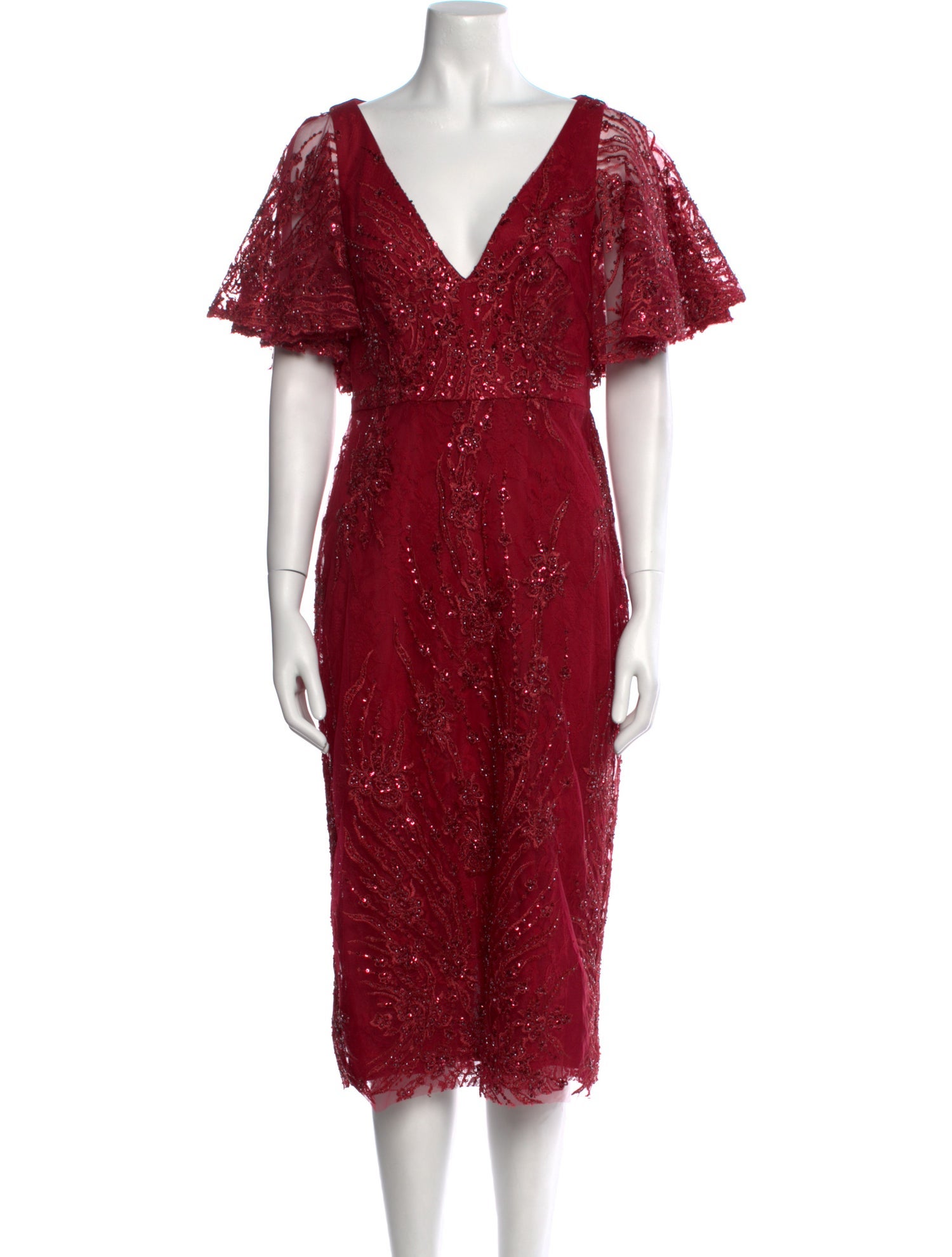 Mac Duggal V-Neck Midi Length Dress w/ Tags