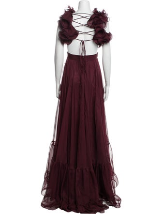 Mac Duggal V-Neck Long Dress