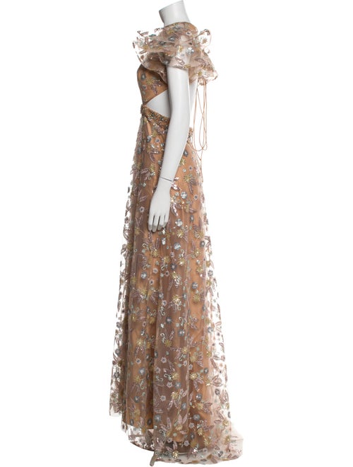 Mac Duggal Floral Print Long Dress