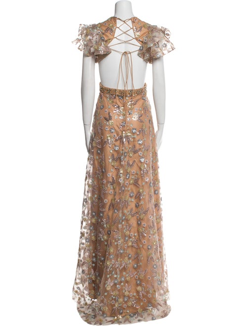 Mac Duggal Floral Print Long Dress