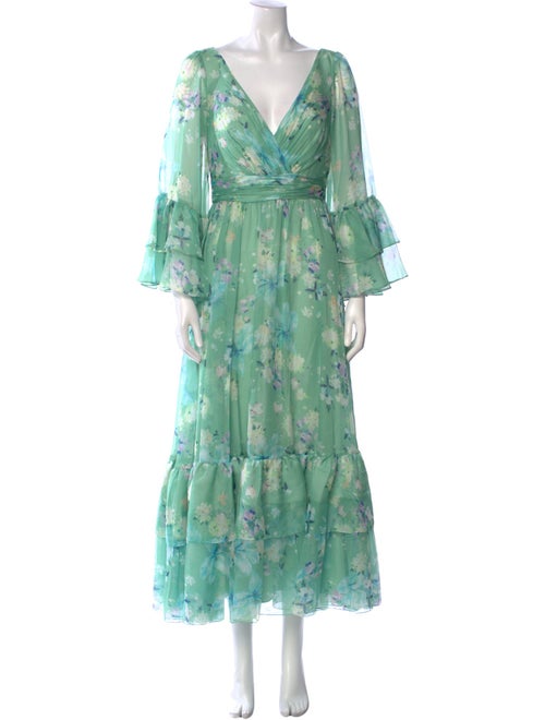 Mac Duggal Floral Print Midi Length Dress