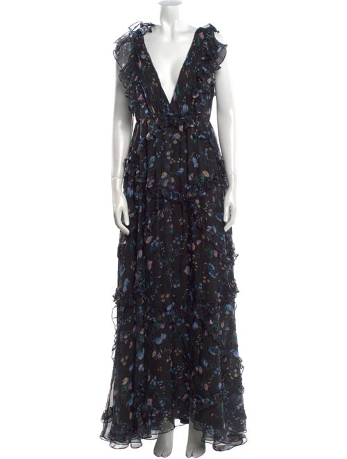 Mac Duggal Floral Print Long Dress