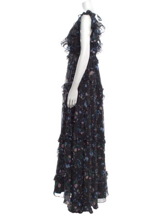 Mac Duggal Floral Print Long Dress