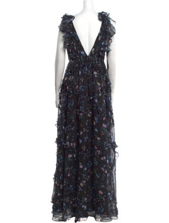 Mac Duggal Floral Print Long Dress