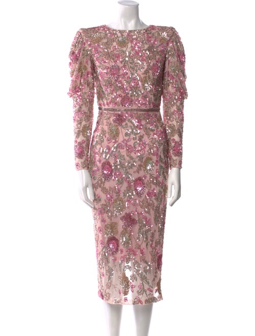 Mac Duggal Floral Print Midi Length Dress