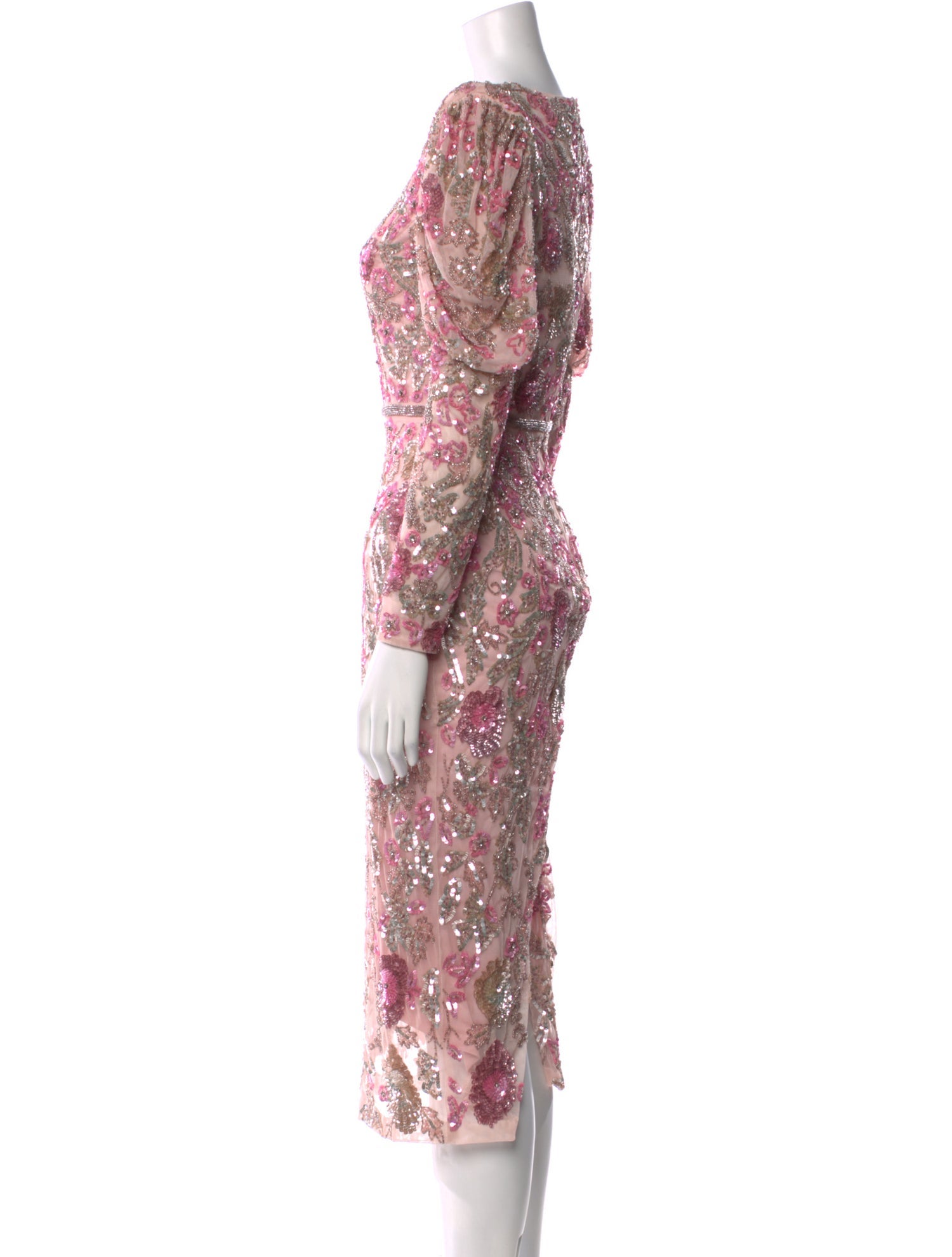 Mac Duggal Floral Print Midi Length Dress