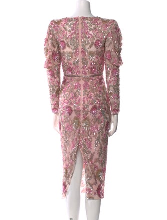 Mac Duggal Floral Print Midi Length Dress